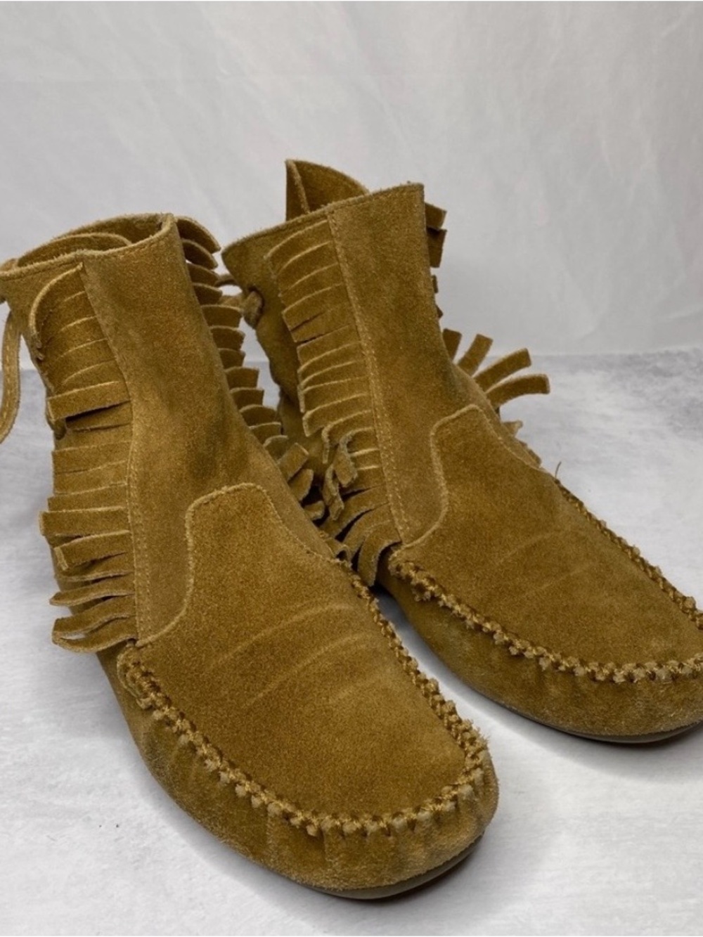 J. Crew Suede Fringe Moccasin Booties - Tan